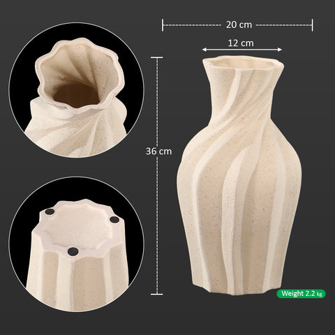 White Twisted Design Ceramic Vase
