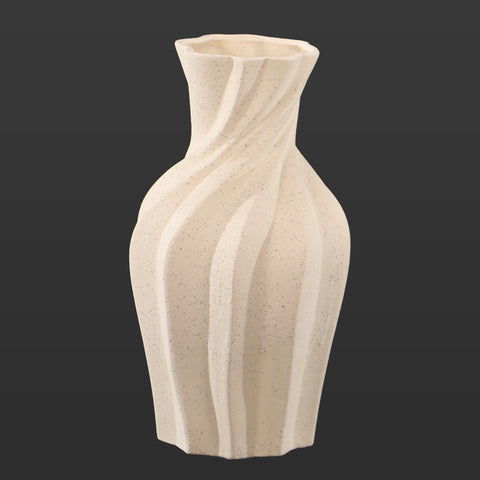 White Twisted Design Ceramic Vase