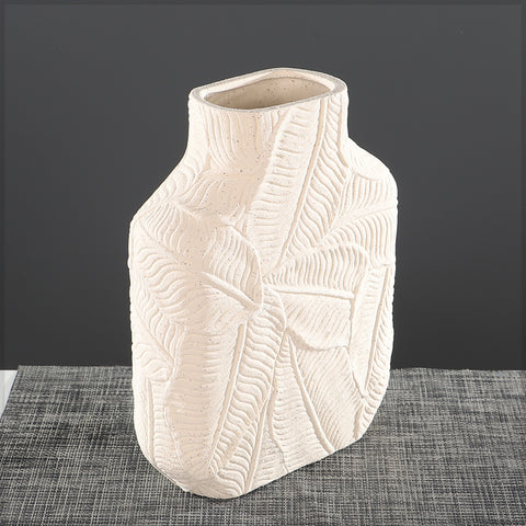 Elegant Leaf-Textured Decorative Vase