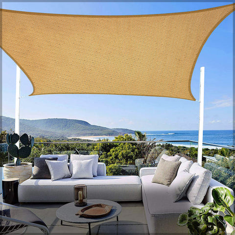 Garden sunshades installed over an outdoor space