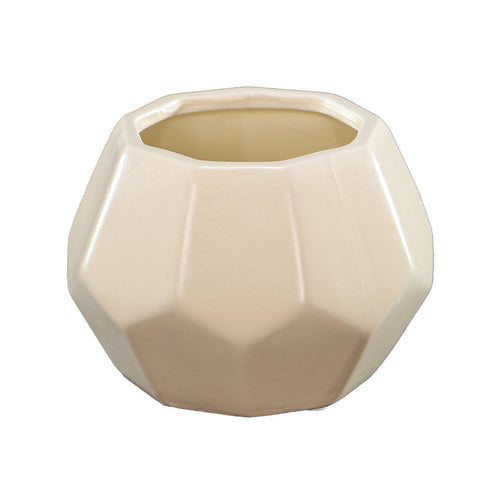 Hexagon Shaped Ceramic  Cream Flower Pot