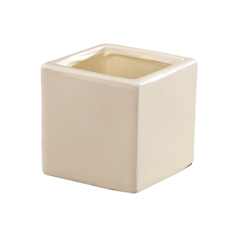 Square Shaped  Cream Ceramic Vase