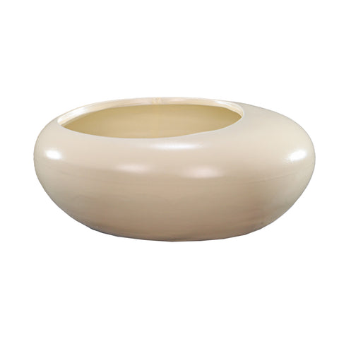 Oval Shaped Cream Ceramic Planter