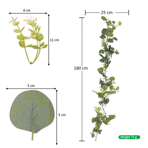 Artificial Eucalyptus Garlands  with Willow Leaves 180 cm