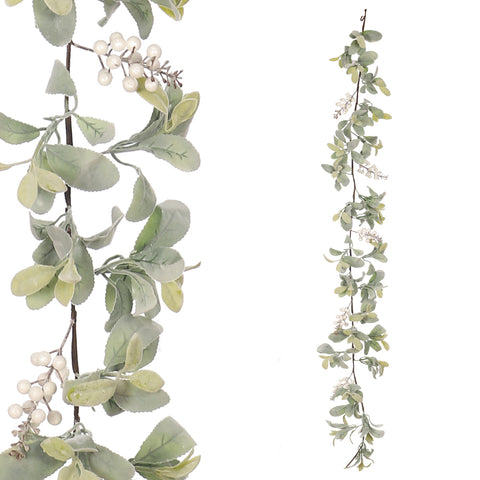 1Piece Artificial Eucalyptus Garland with White Berries