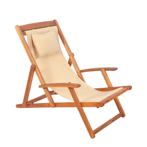 Solid Wood Sling Loungers Chair