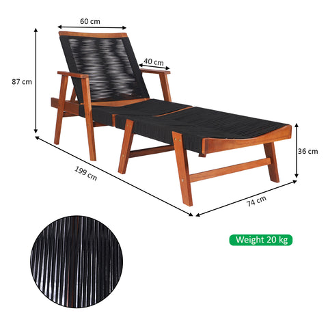 Classic Acacia Wood Outdoor Sun Lounger with Rope Design