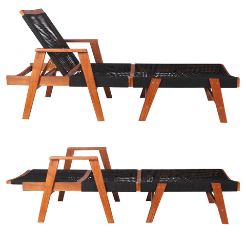 Classic Acacia Wood Outdoor Sun Lounger with Rope Design