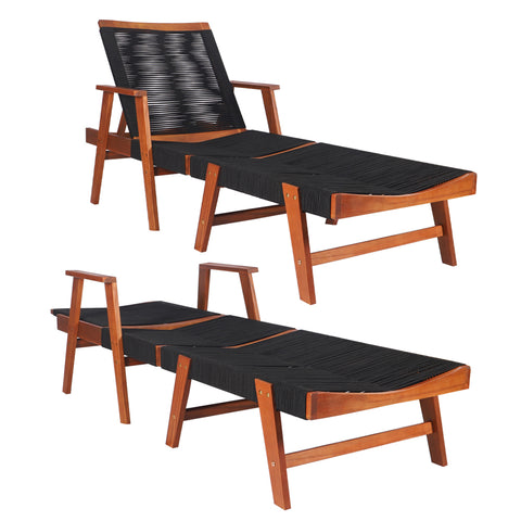 Classic Acacia Wood Outdoor Sun Lounger with Rope Design