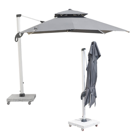 Double Top Design Cantilever Umbrella with 150kg Marble Base