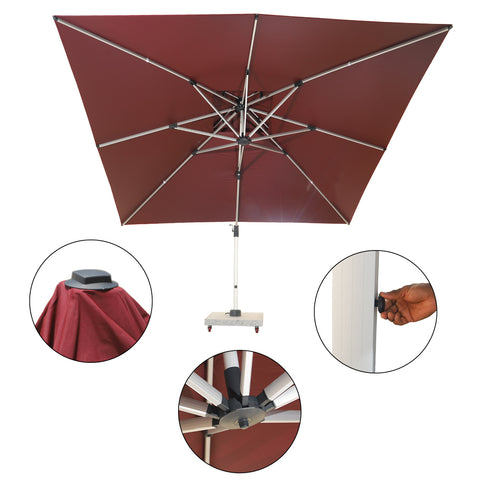 Double Top Design Cantilever Umbrella with 150kg Marble Base