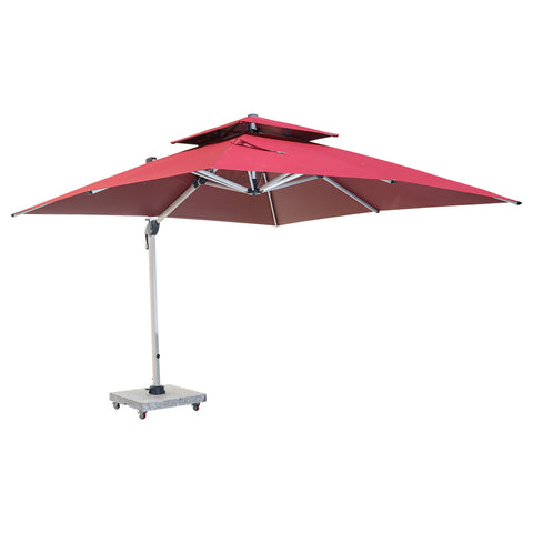 Double Top Design Cantilever Umbrella with 150kg Marble Base