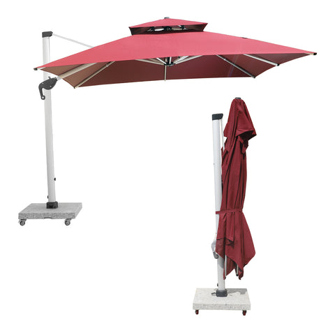 Double Top Design Cantilever Umbrella with 150kg Marble Base