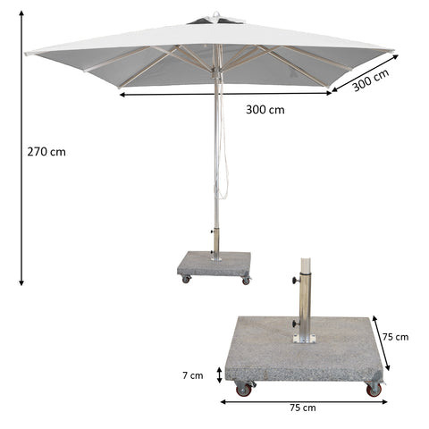 Square Umbrella with 100kg Marble Base