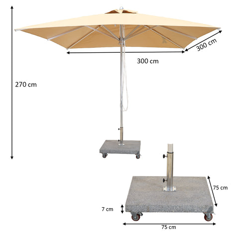 Square Umbrella with 100kg Marble Base