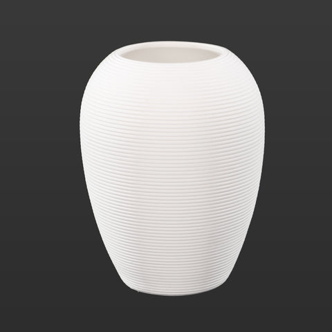 Minimalist White Ribbed Vase