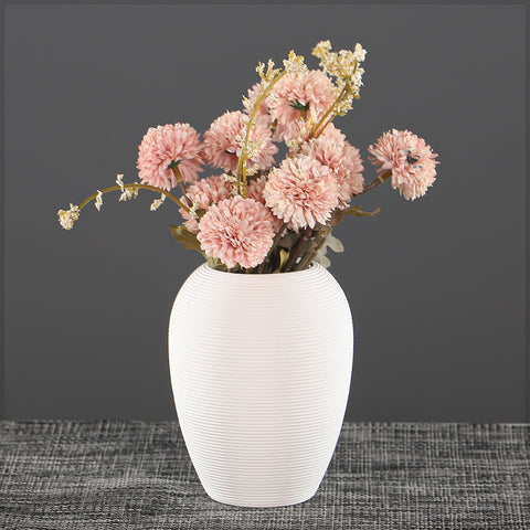 Minimalist White Ribbed Vase