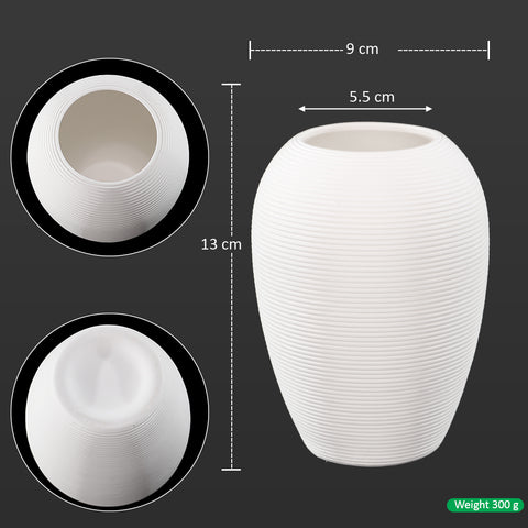 Minimalist White Ribbed Vase