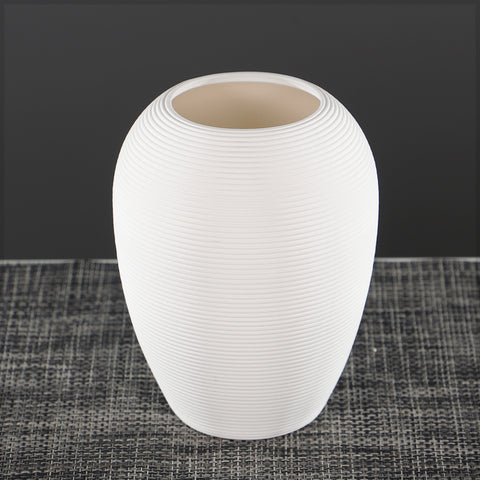 Minimalist White Ribbed Vase