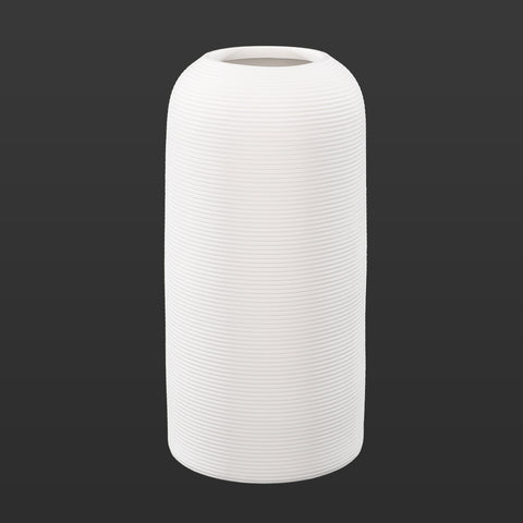Contemporary Cylindrical Design with Ribbed Detailing Vase