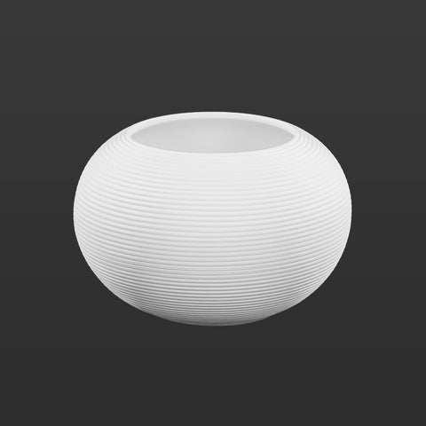 Modern White Textured Round Ceramic Vase – Minimalist Low Bowl Design