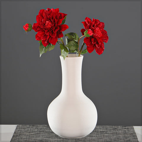 White Textured Ceramic Vase – Curved Bottle Shape