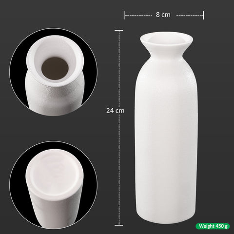 White Sake Bottle Shaped Ceramic Vase