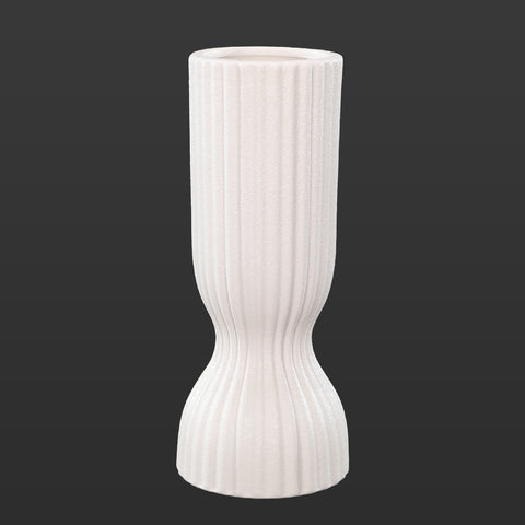 White Pleated Ceramic Vase