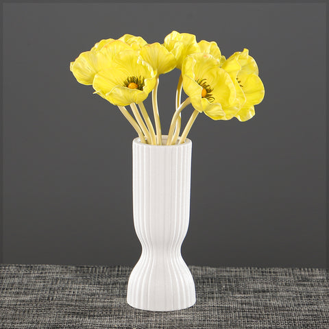 White Pleated Ceramic Vase