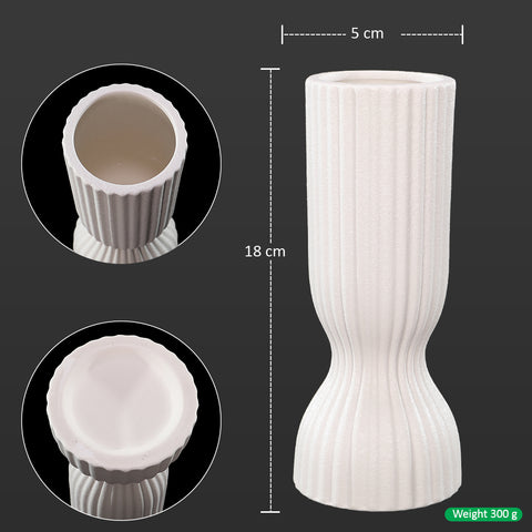 White Pleated Ceramic Vase