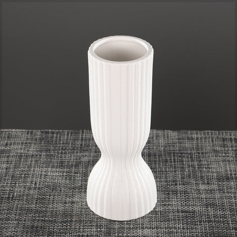 White Pleated Ceramic Vase