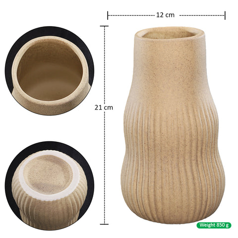 Textured Ribbed Ceramic Vase