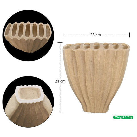Elegant Ribbed Ceramic Flower Vase