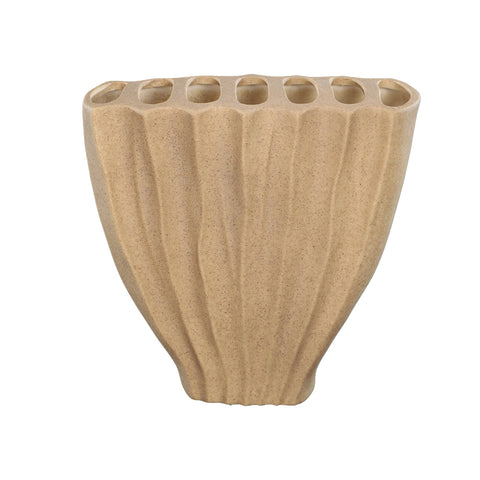 Elegant Ribbed Ceramic Flower Vase