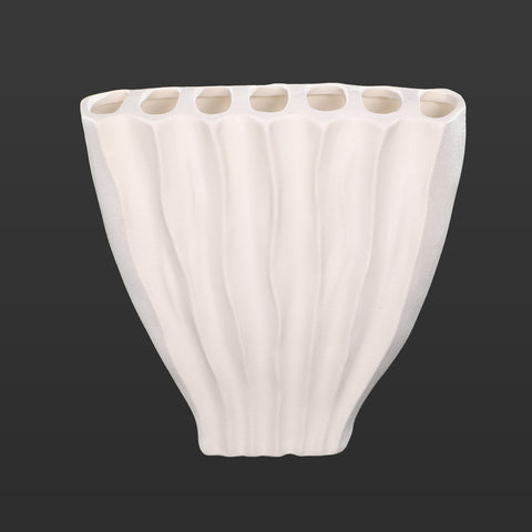 Elegant Ribbed Ceramic Flower Vase