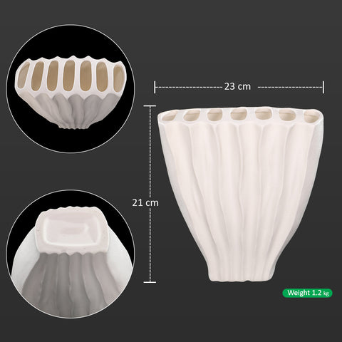 Elegant Ribbed Ceramic Flower Vase