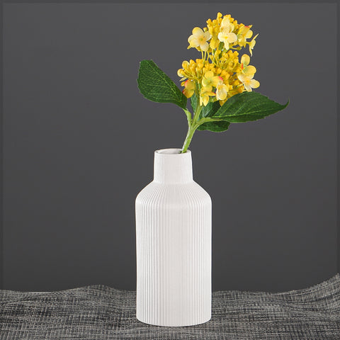 Minimalist White Textured Ceramic Vase – Modern Cylindrical Home Décor