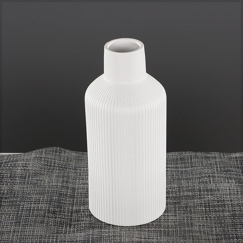 Minimalist White Textured Ceramic Vase – Modern Cylindrical Home Décor