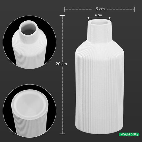 Minimalist White Textured Ceramic Vase – Modern Cylindrical Home Décor