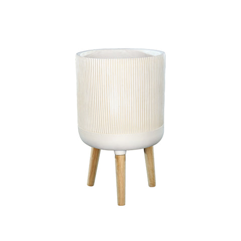 Ribbed Concrete Planter with Stand