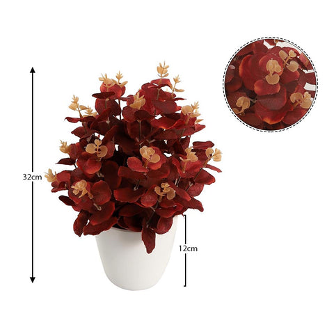 Faux red eucalyptus plant
