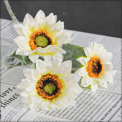 3 Heads Artificial Silk Sunflower