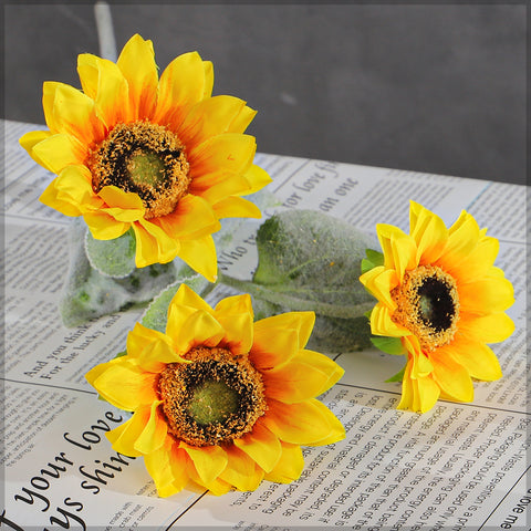 3 Heads Artificial Silk Sunflower