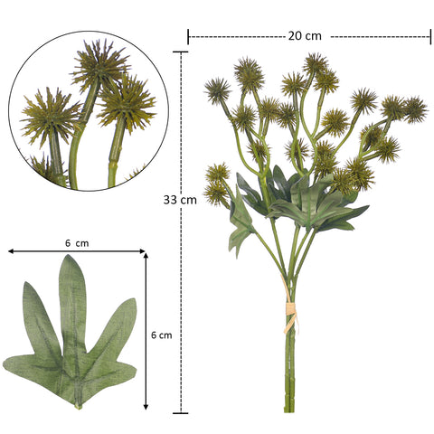 Artificial Globe Thistle Flower Grass Stem