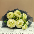 silk bouquet with eucalyptus greens