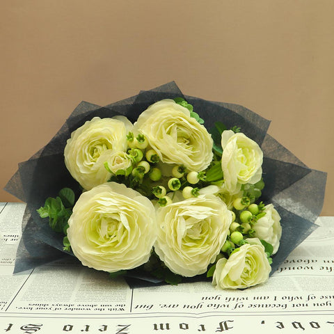 silk bouquet with eucalyptus greens