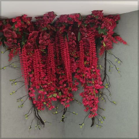 Faux flower wall hanging