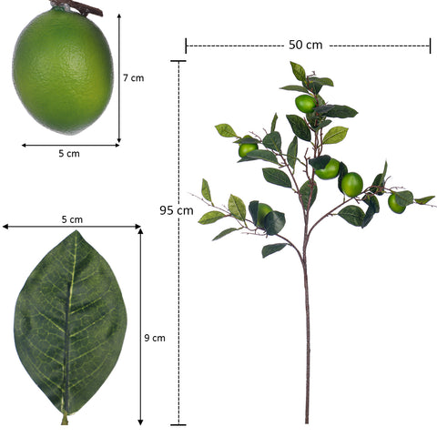 Faux Lemon Fruit Branch with Leaves