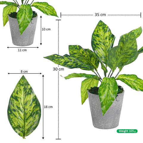 Potted Green Bunch Leaves Artificial Plant