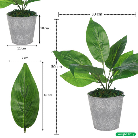 Potted Green Fake Leaves
